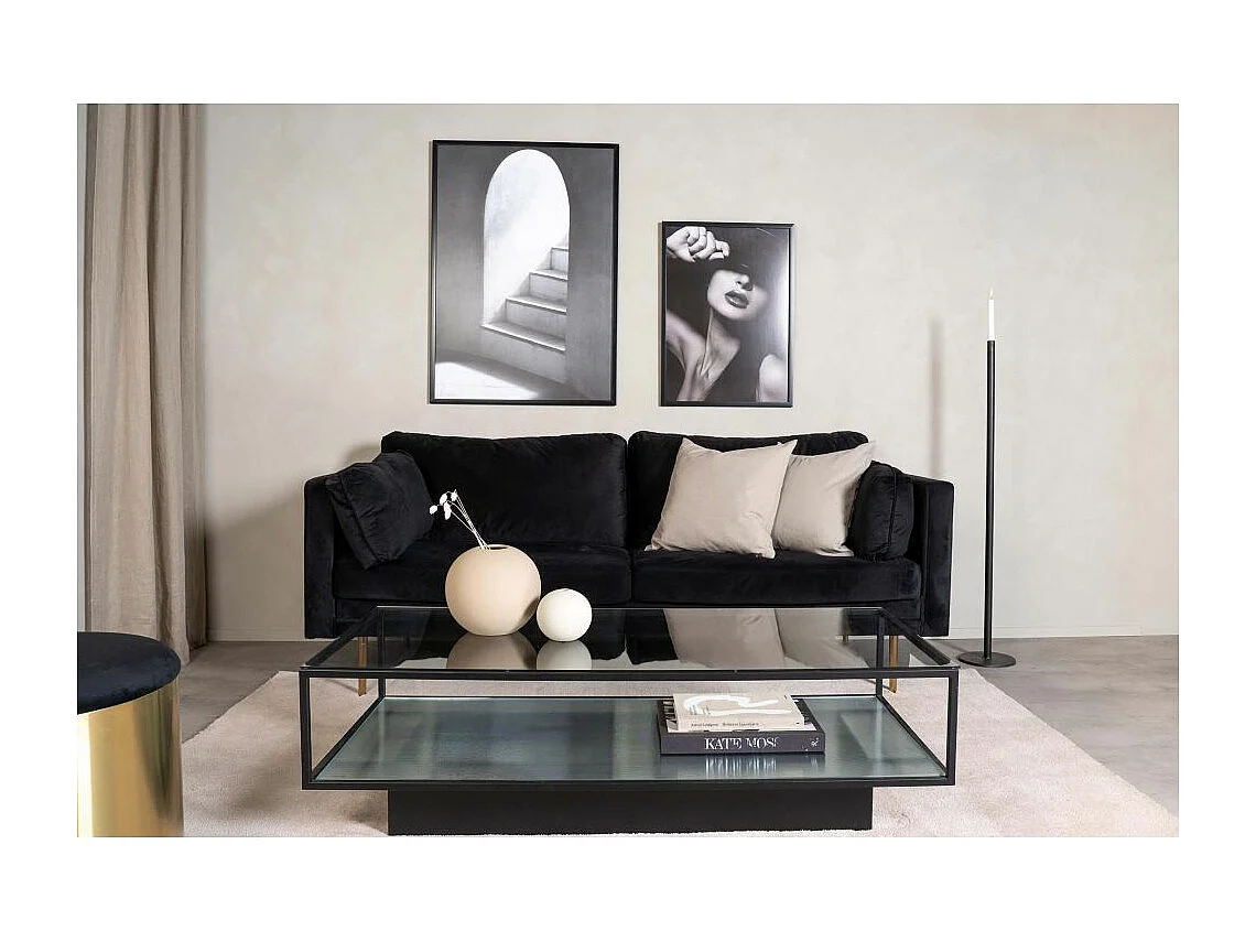 Table Basse Design en Verre "Maglehem" 130cm Noir