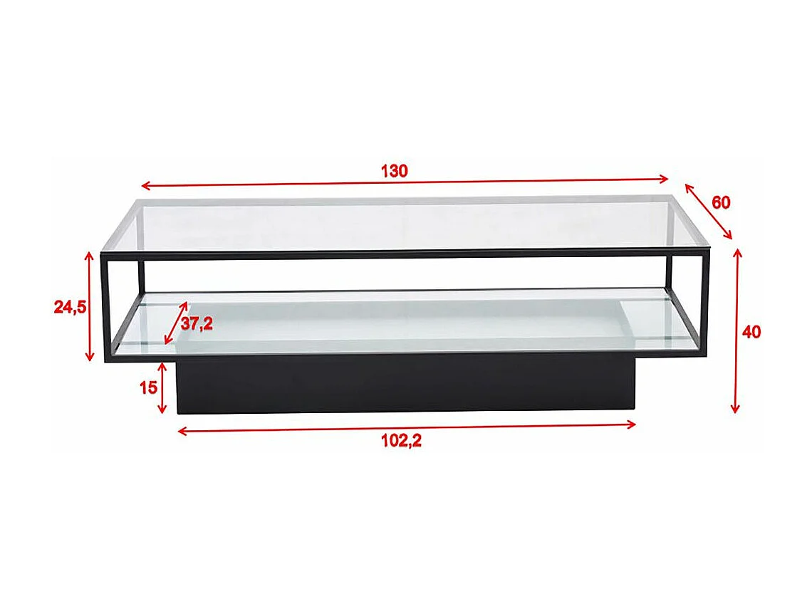 Table Basse Design en Verre "Maglehem" 130cm Noir