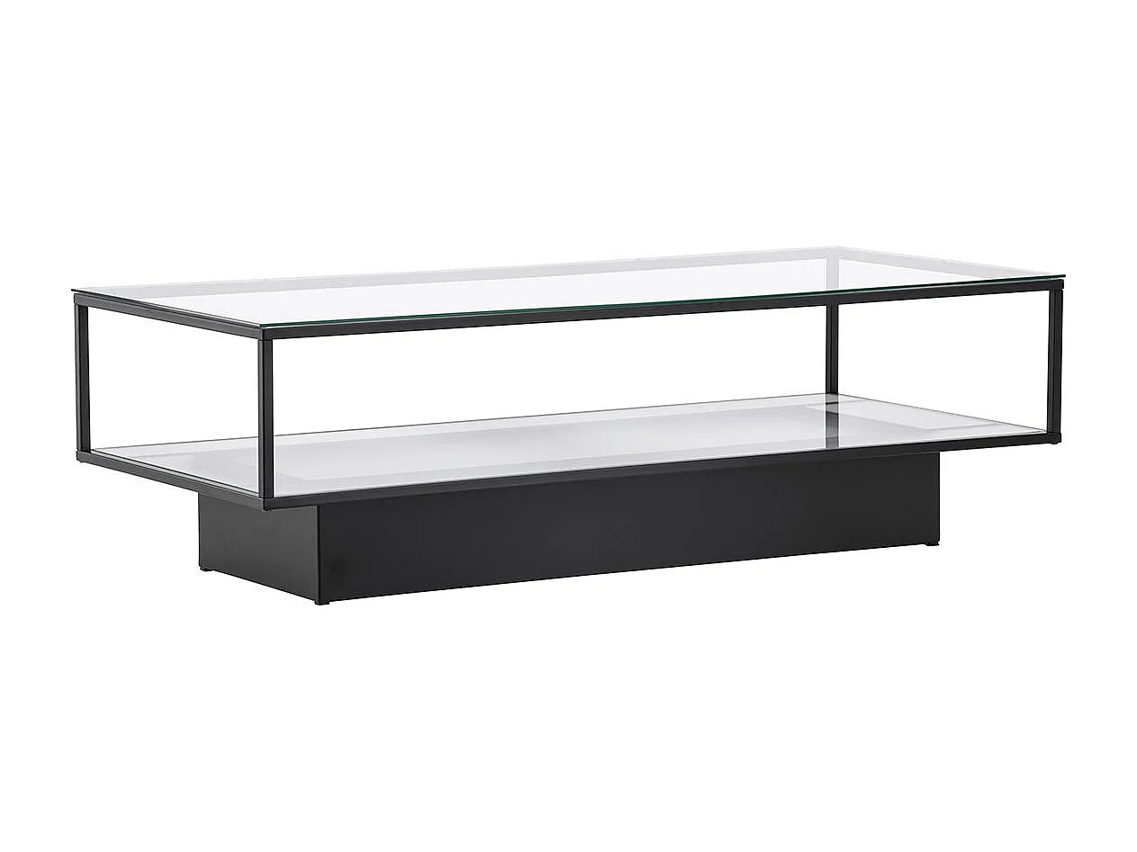 Maglehem salontafel met plank 60x130 cm glas.