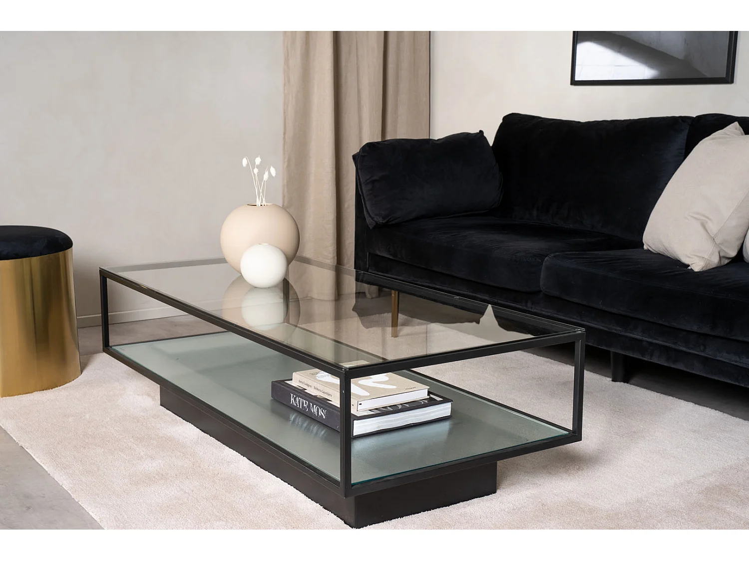 Maglehem Table basse avec plateau 60x130 cm, verre.