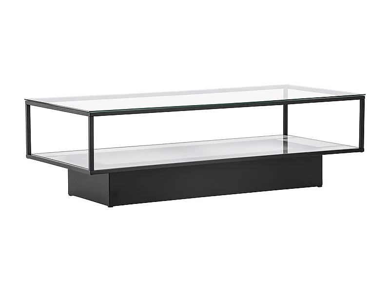 Table Basse Design en Verre "Maglehem" 130cm Noir