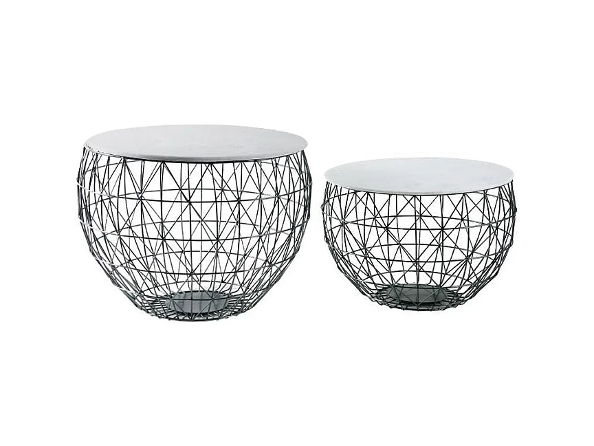 Tables basses en métal et marbre (Lot de 2)