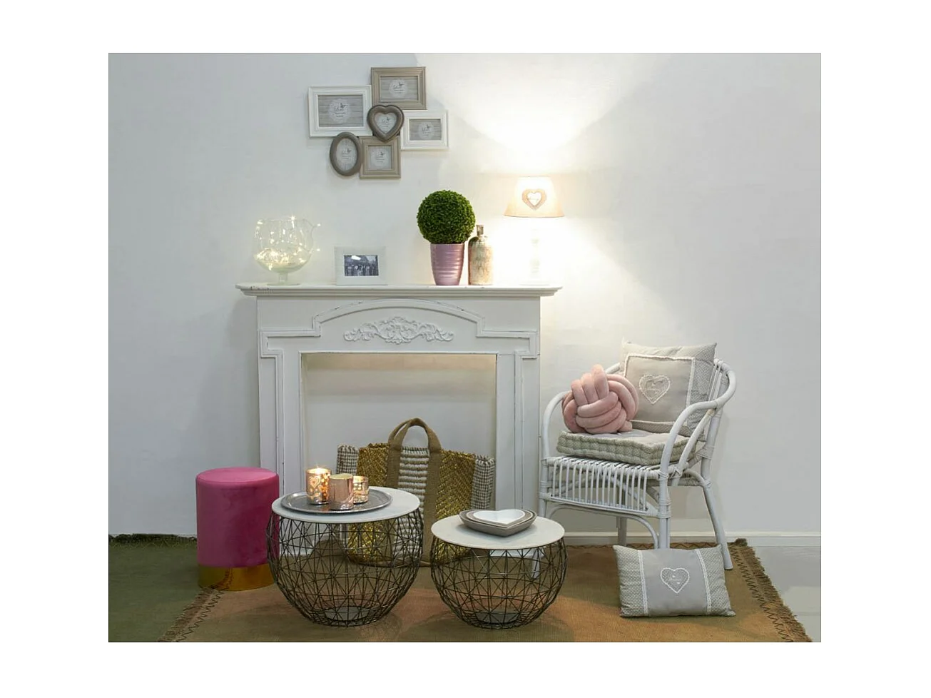 Tables basses en métal et marbre (Lot de 2)