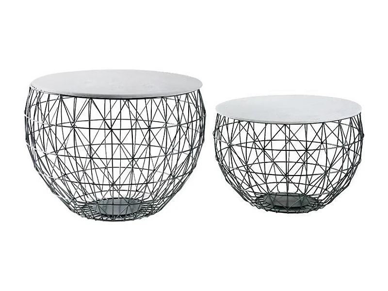 Tables basses en métal et marbre (Lot de 2)