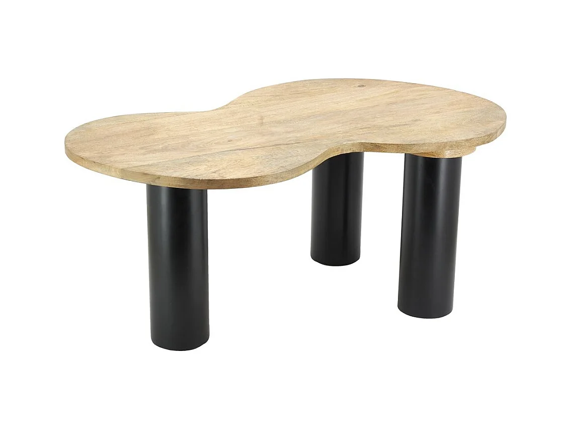 Table en manguier naturel et métal noir