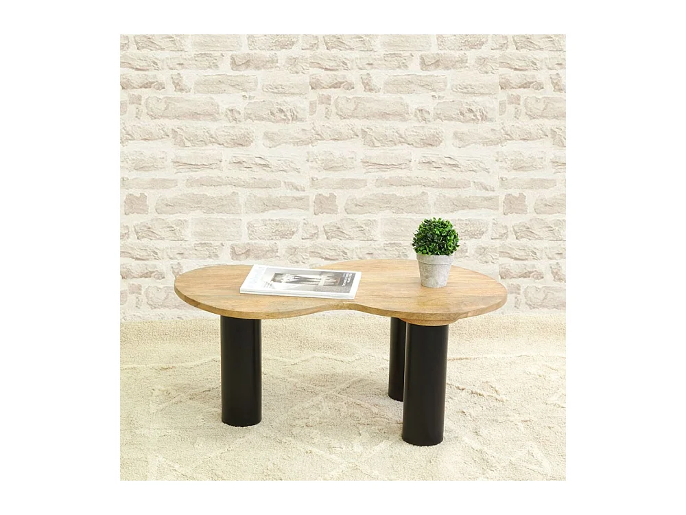 Table en manguier naturel et métal noir