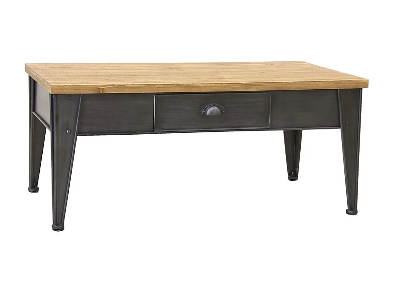 Table basse en métal et sapin