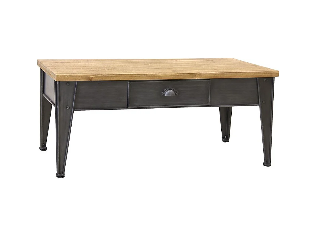 Table basse en métal et sapin