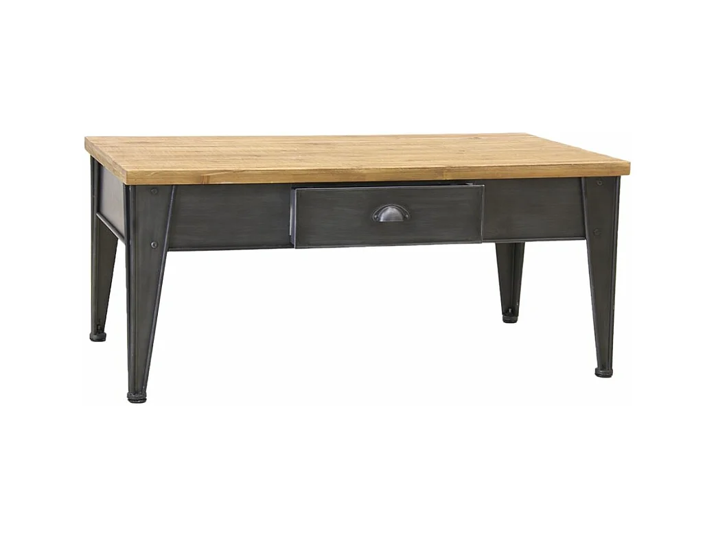 Table basse en métal et sapin