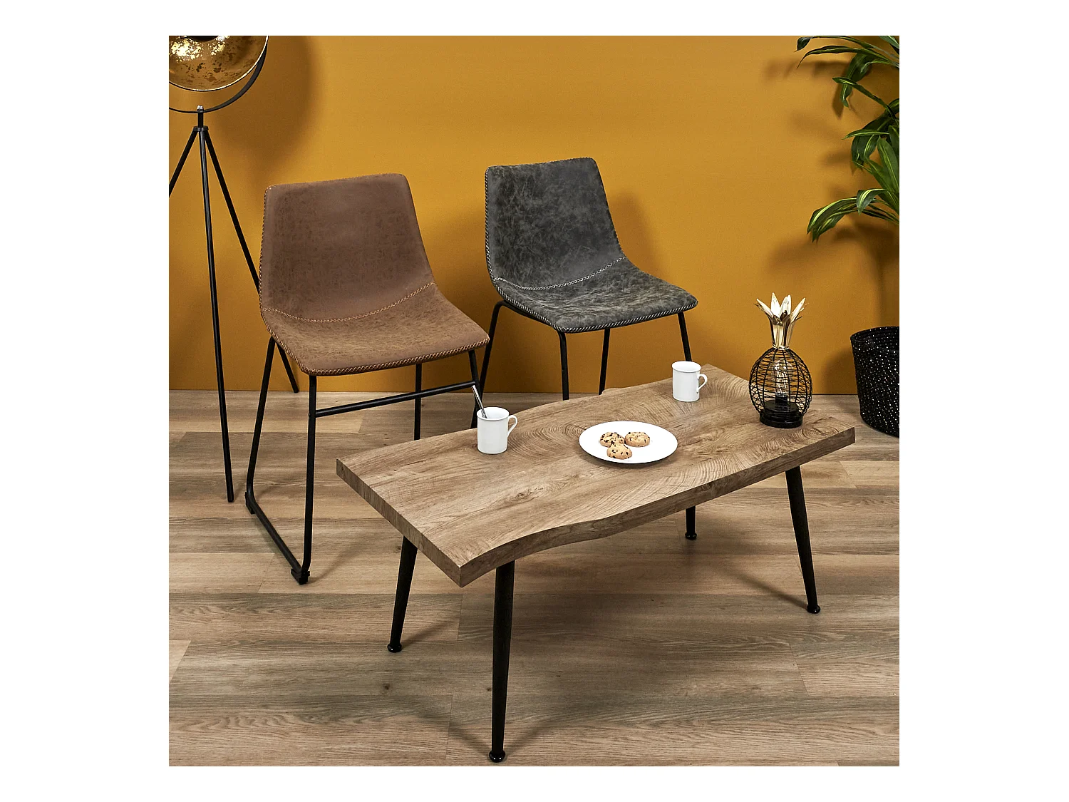 Table Basse Forest Noir Noir, Marron