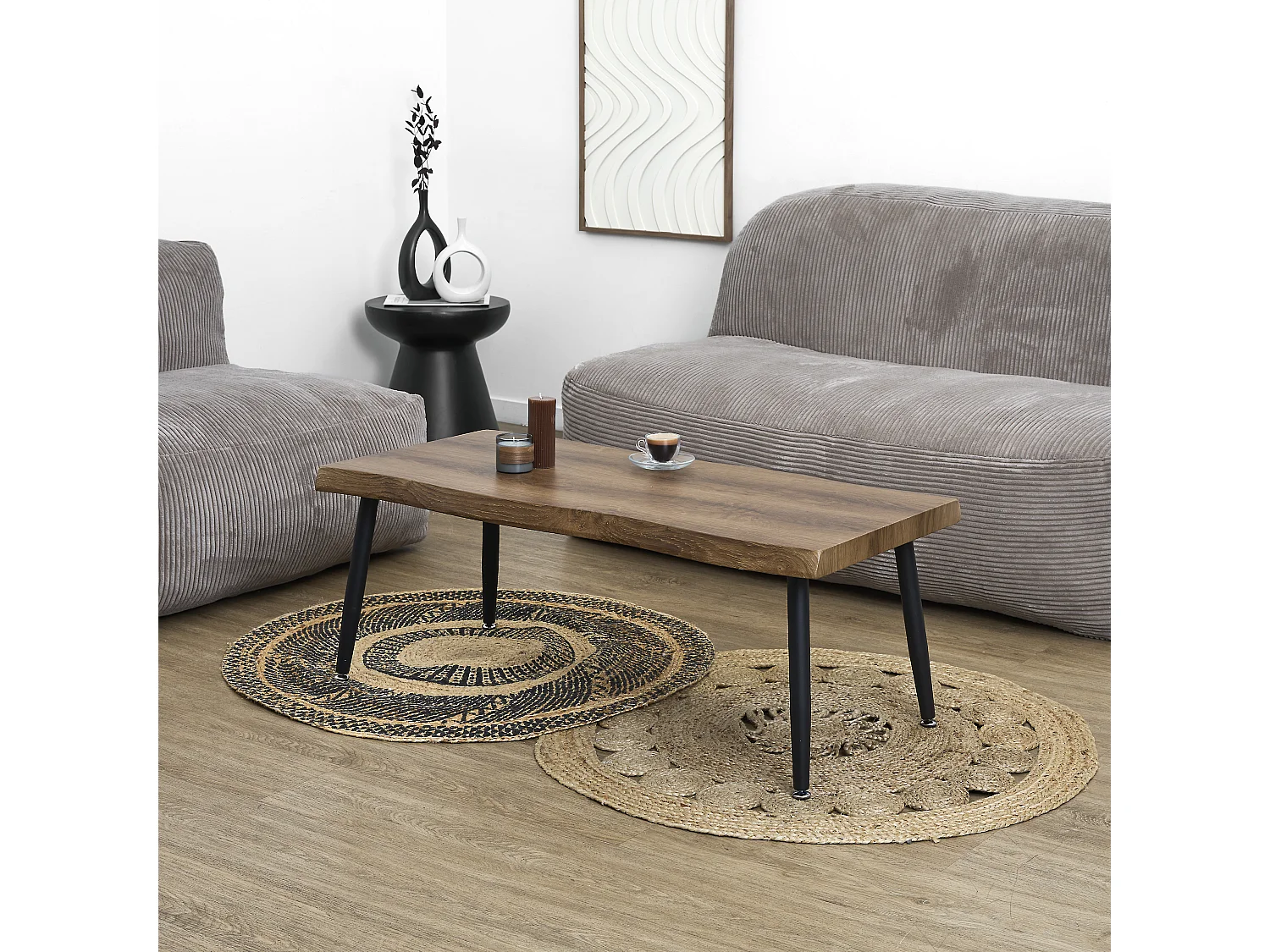 Table Basse Forest Noir Noir, Marron