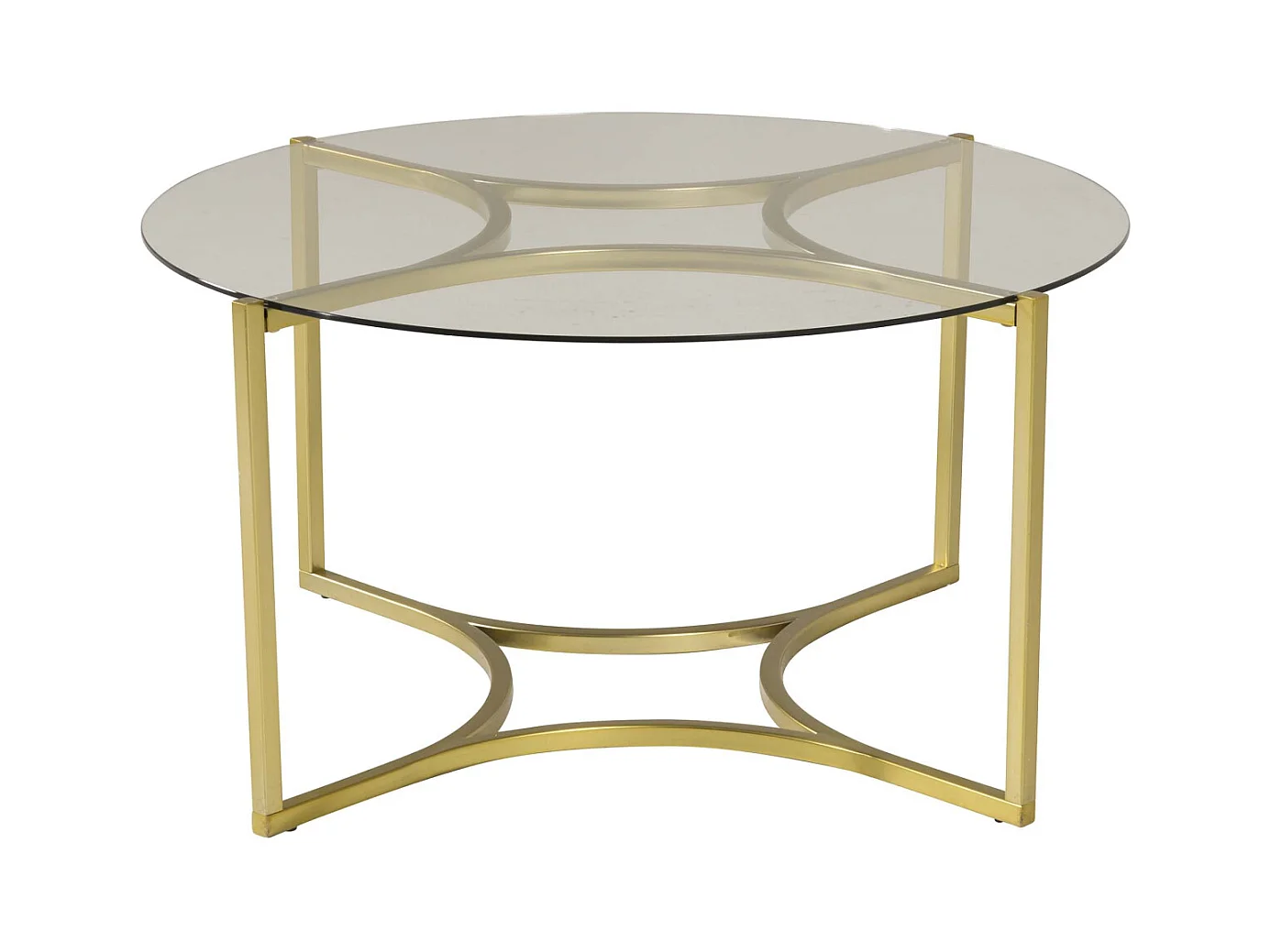 Table Basse Design en Verre "Kivik" 90cm Or