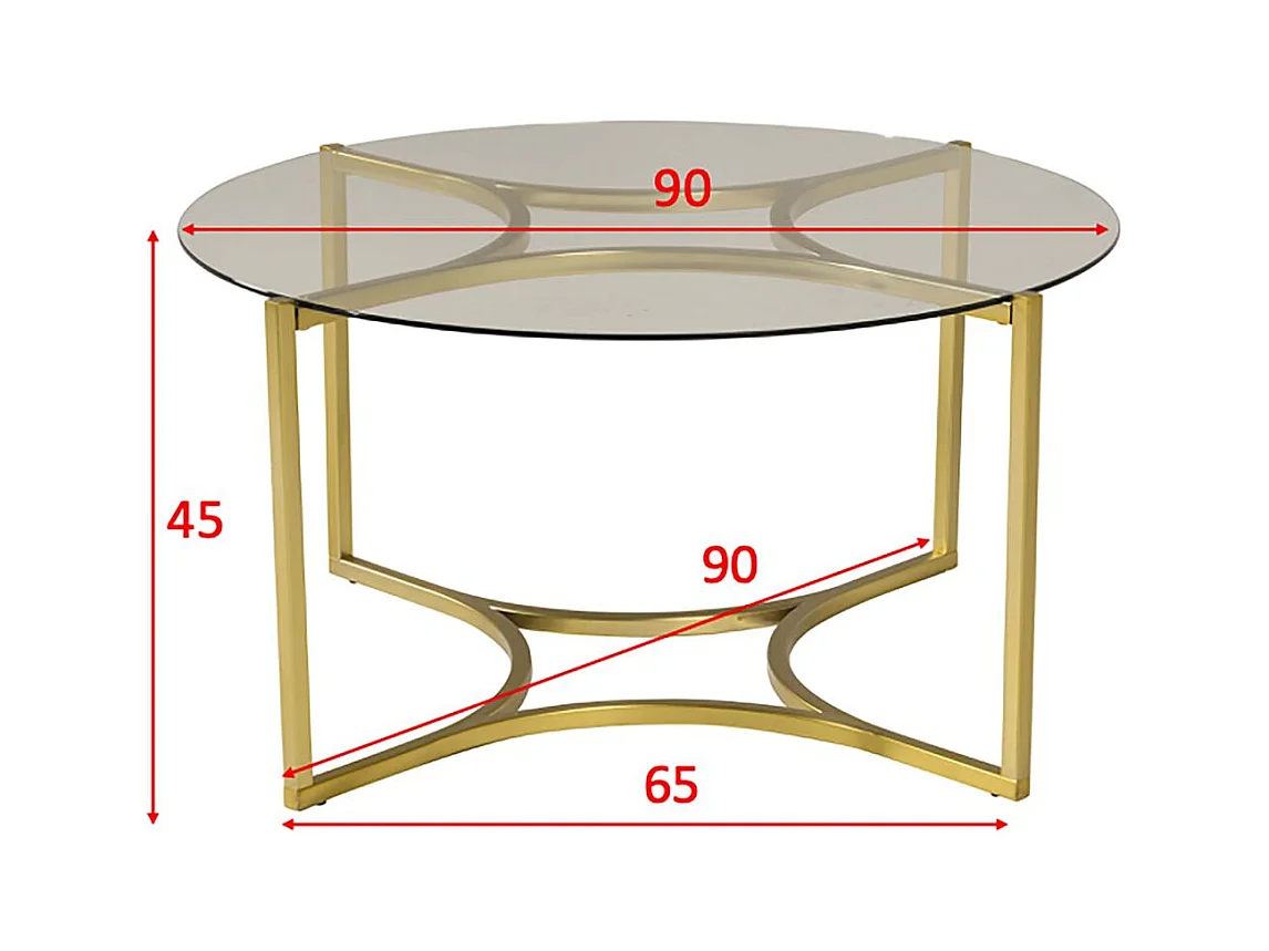 Table Basse Design en Verre "Kivik" 90cm Or