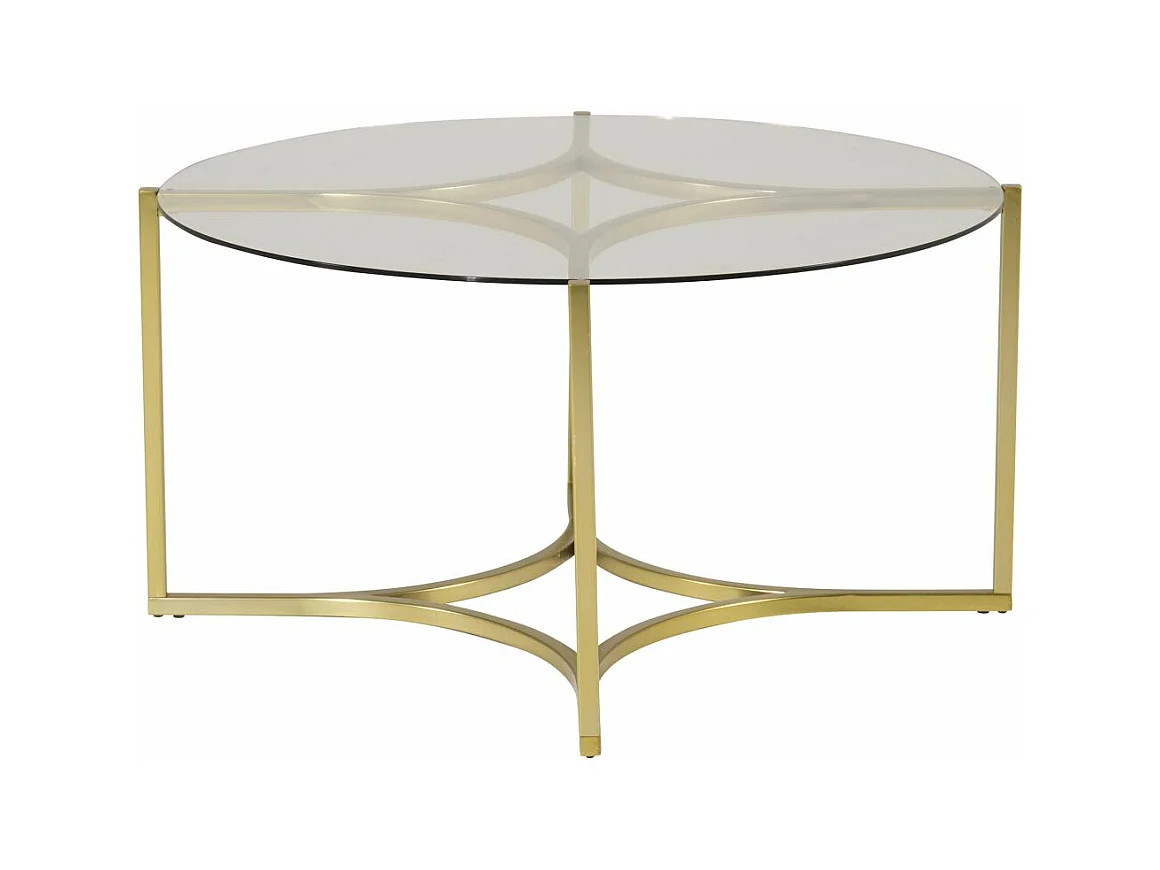 Table Basse Design en Verre "Kivik" 90cm Or