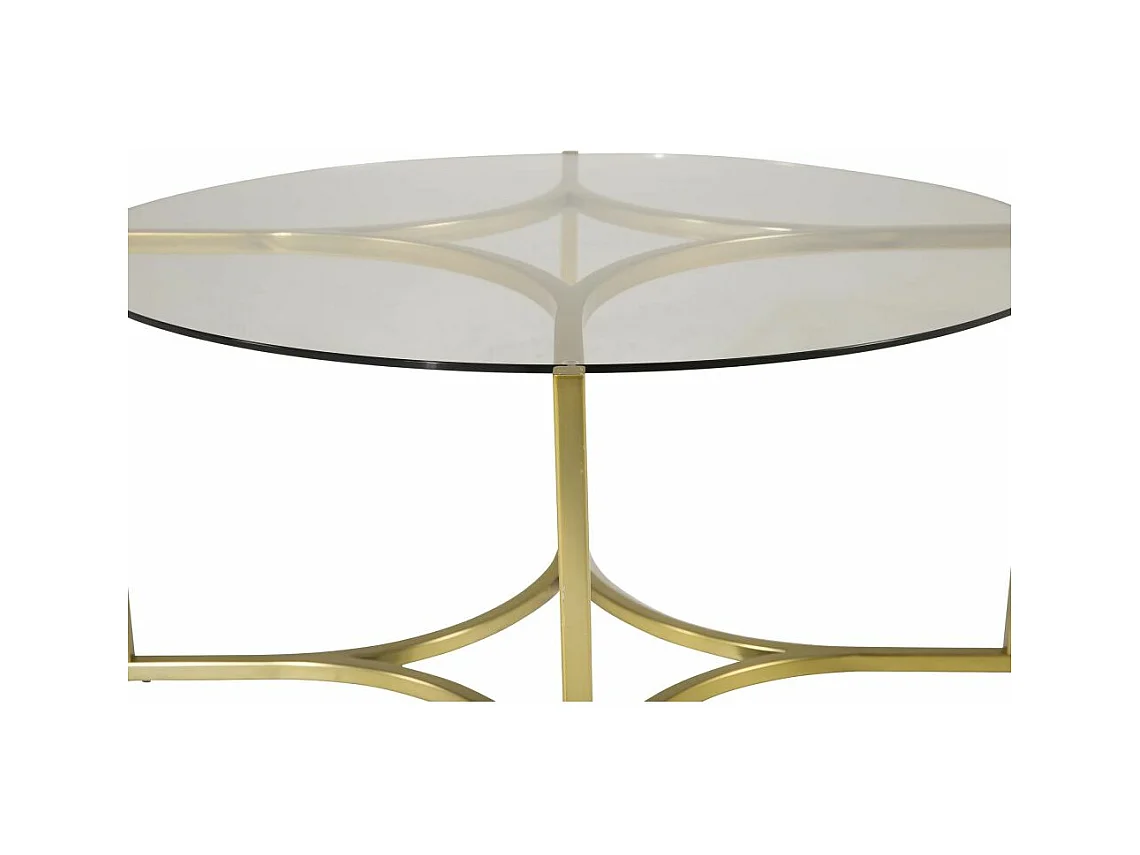 Table Basse Design en Verre "Kivik" 90cm Or