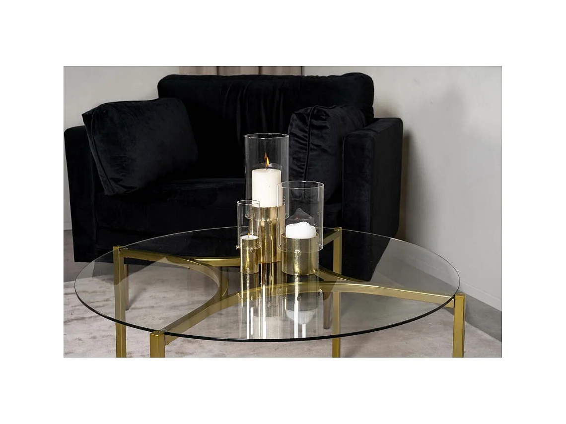 Kivik salontafel Ø90 cm glas rookkleurig.