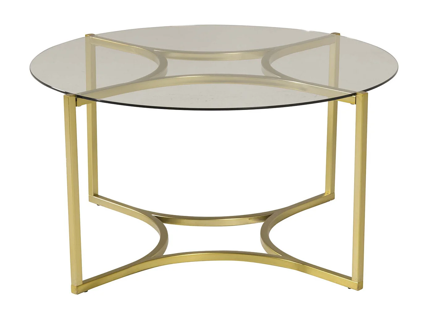Table Basse Design en Verre "Kivik" 90cm Or