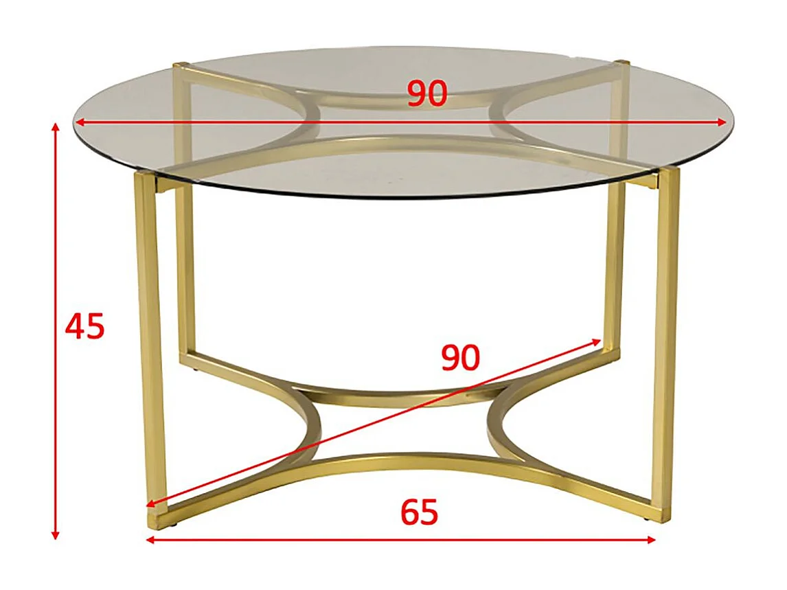 Table Basse Design en Verre "Kivik" 90cm Or