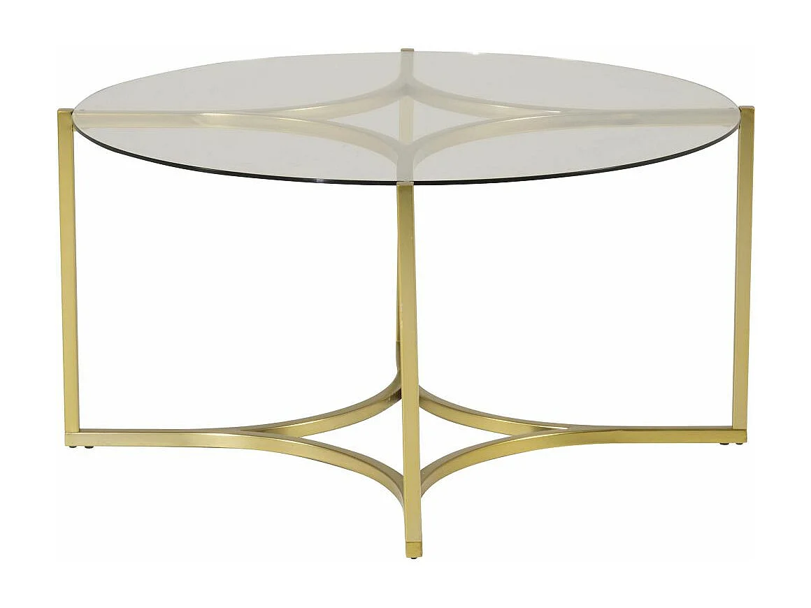 Table Basse Design en Verre "Kivik" 90cm Or