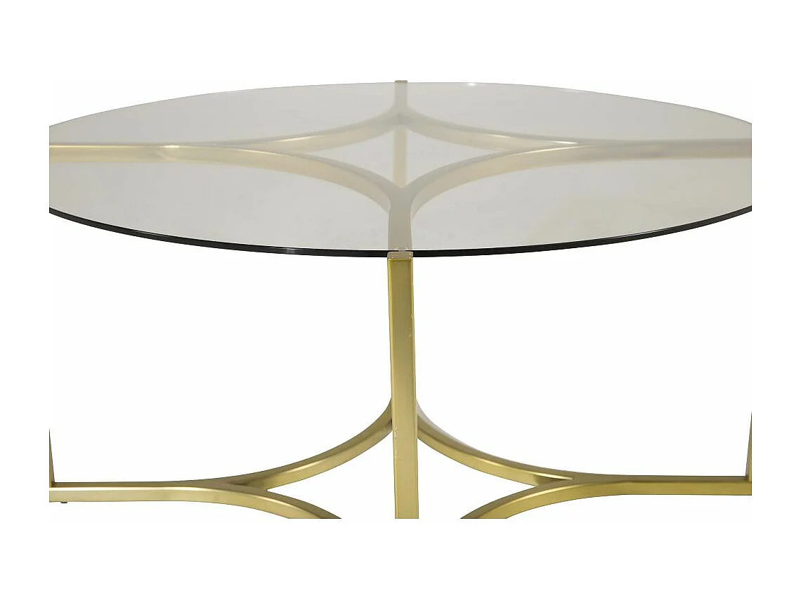 Table Basse Design en Verre "Kivik" 90cm Or