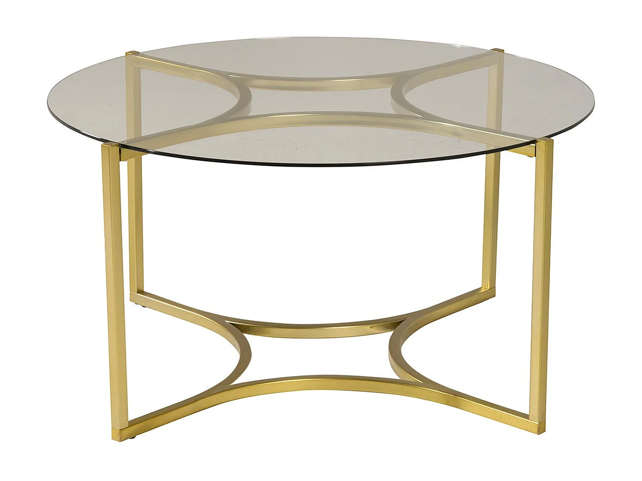 Table Basse Design en Verre "Kivik" 90cm Or