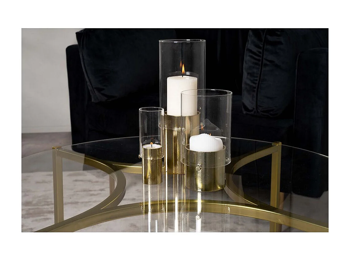 Kivik Table basse Ø90 cm, verre fumé.