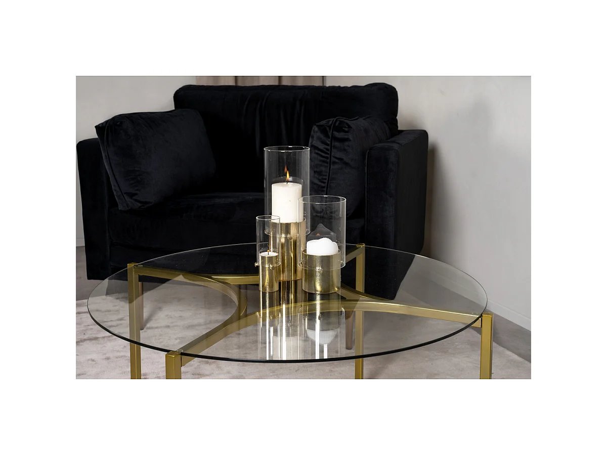 Kivik salontafel Ø90 cm glas rookkleurig.