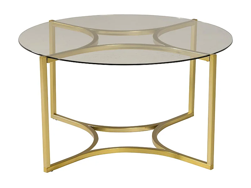 Table Basse Design en Verre "Kivik" 90cm Or