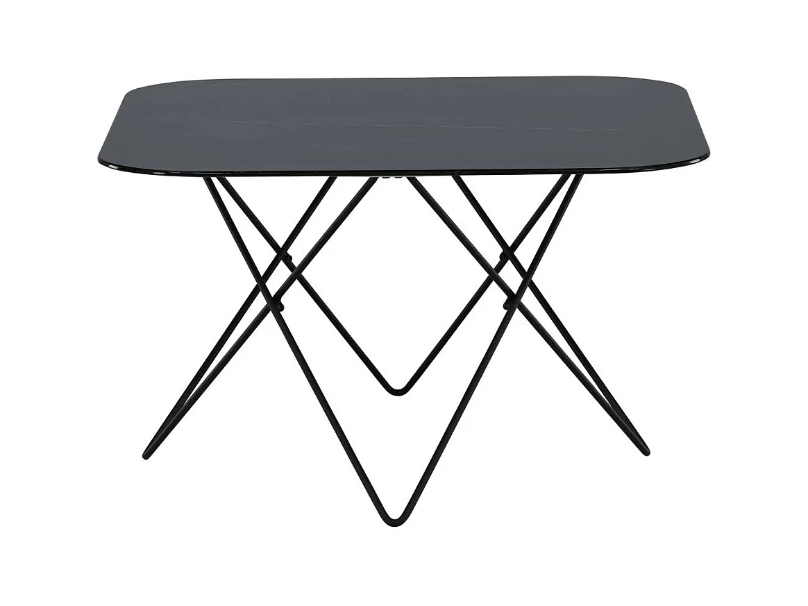 Tristar salontafel 80x80 cm glas zwart marmor decor.
