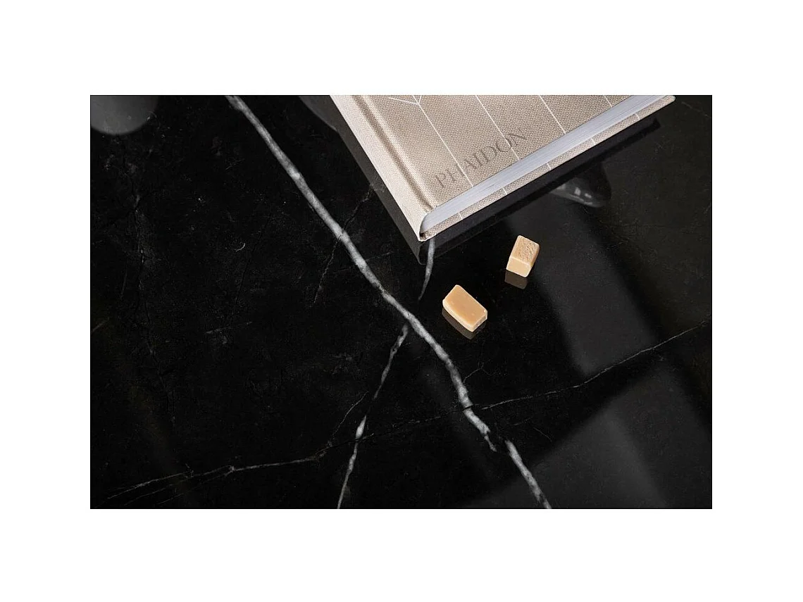 Tristar salontafel 80x80 cm glas zwart marmor decor.