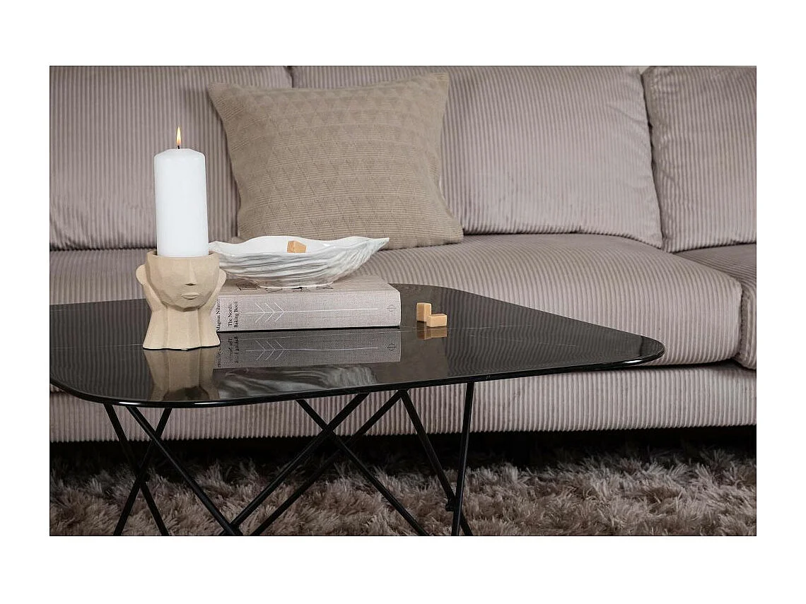 Tristar salontafel 80x80 cm glas zwart marmor decor.