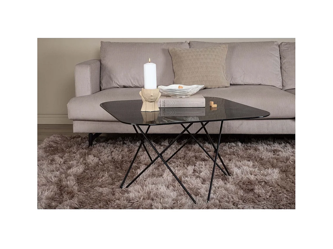 Table Basse en Verre Marbré "Tristar" 80cm Noir