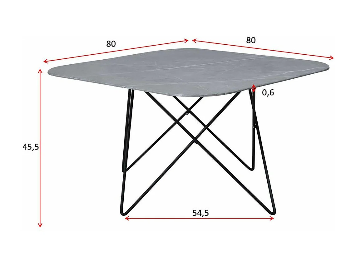 Table Basse en Verre Marbré "Tristar" 80cm Noir
