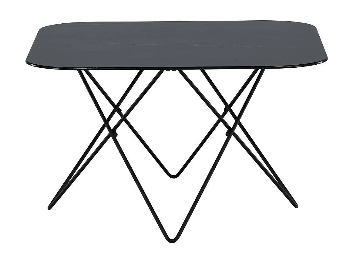 Table Basse en Verre Marbré "Tristar" 80cm Noir