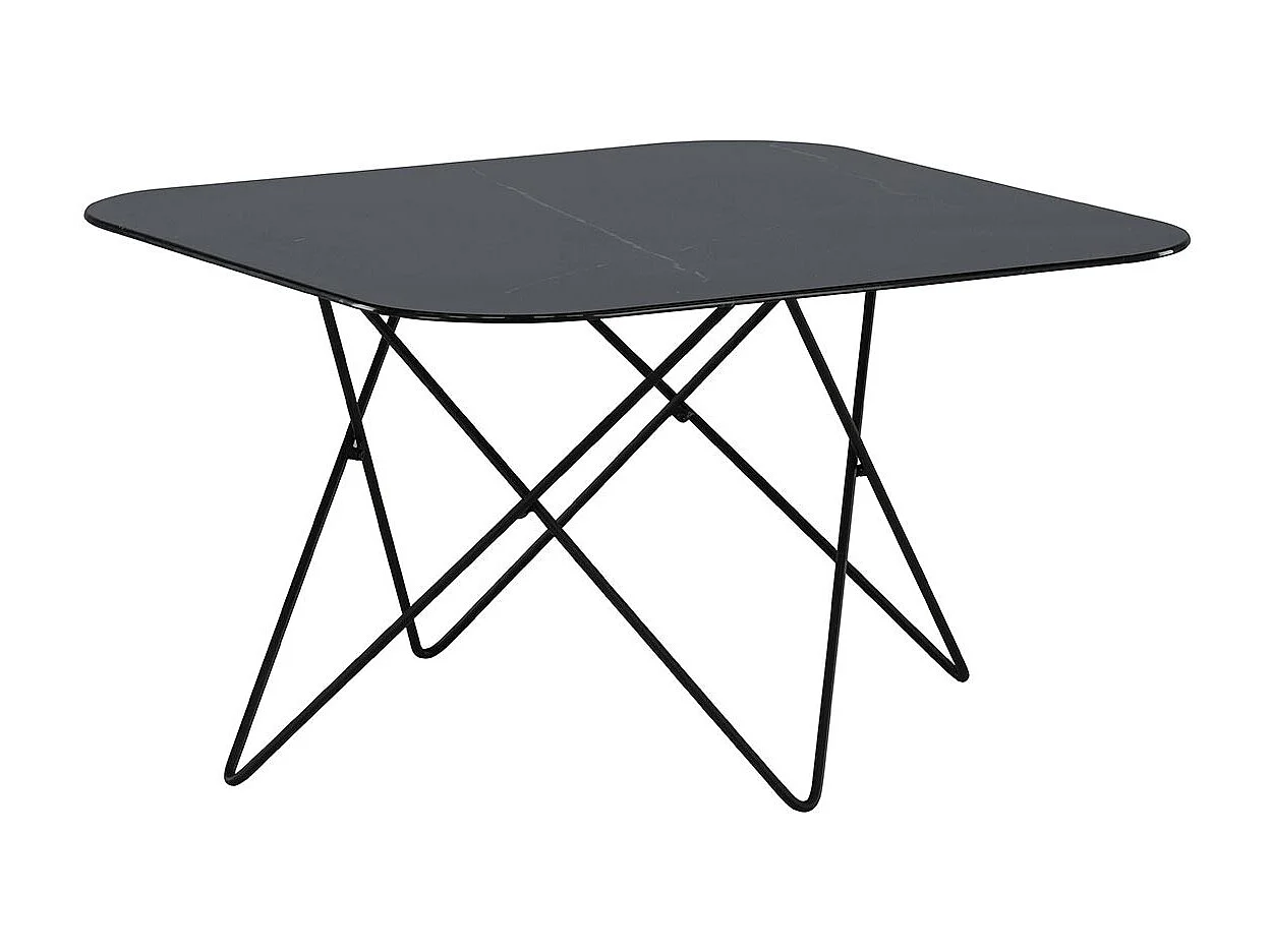 Tavolino quadrato in acciaio e vetro Tristar