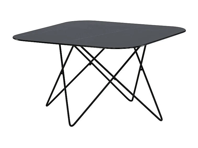 Tavolino quadrato in acciaio e vetro Tristar