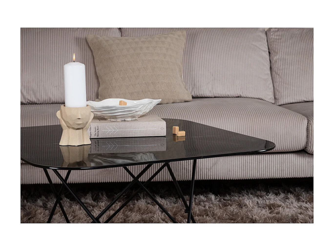 Tavolino quadrato in acciaio e vetro Tristar