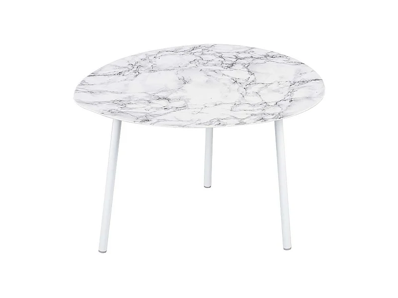 Couchtisch aus Metall in Marmoroptik Ovoid 67 x 60 cm