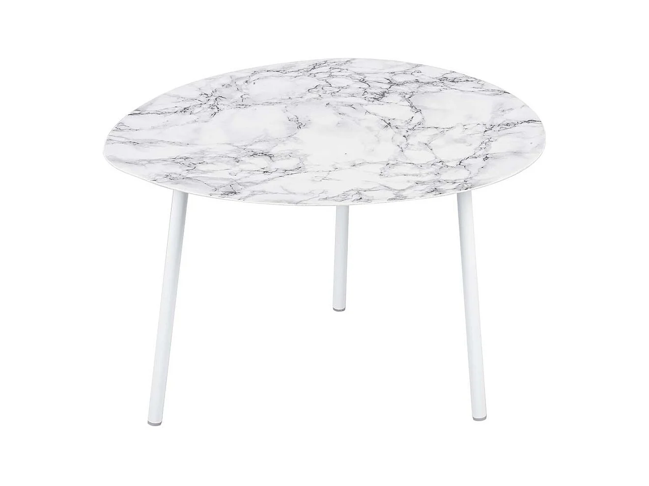 Table basse en métal imitation marbre Ovoid 67 x 60 cm