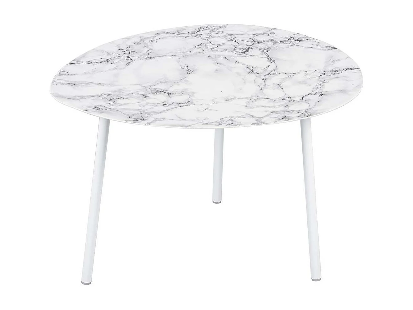 Table basse en métal imitation marbre Ovoid 67 x 60 cm