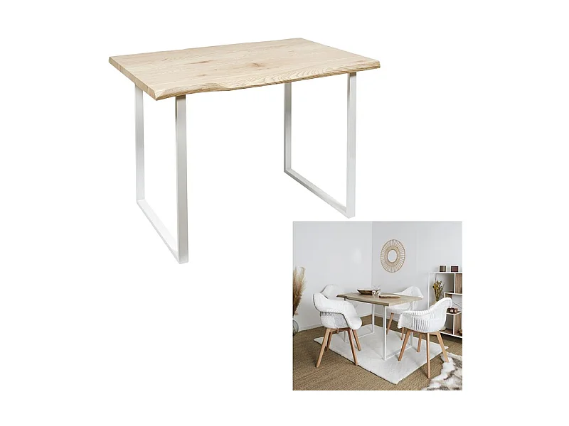 Table De Repas Forest Blanc Blanc, Beige