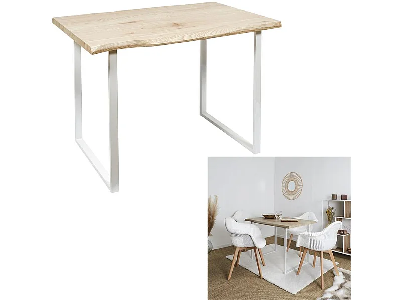 Table De Repas Forest Blanc Blanc, Beige