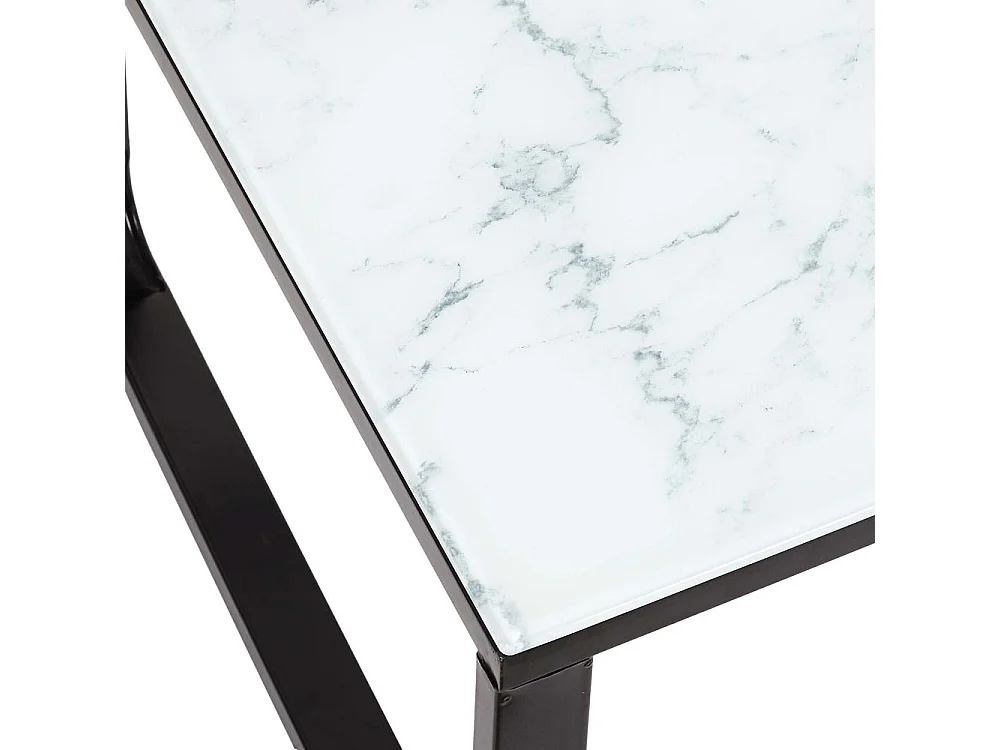 Table Basse En Verre Marble Blanc Noir, Blanc