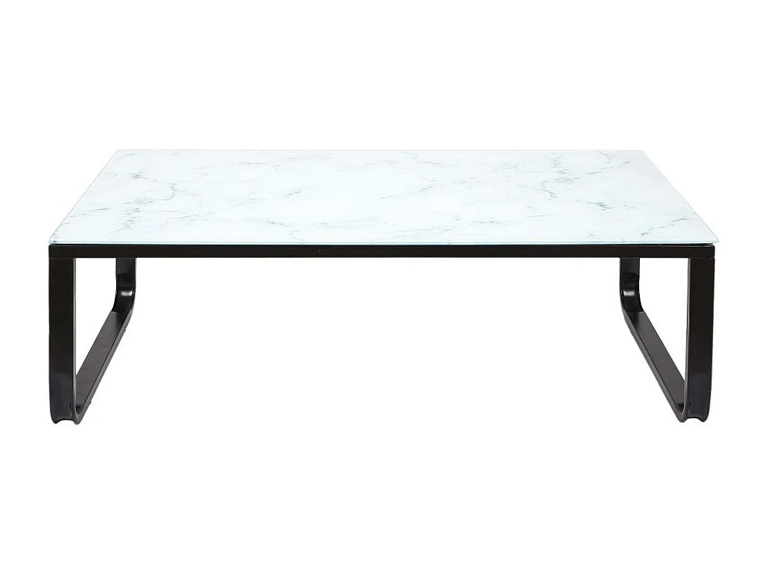 Table Basse En Verre Marble Blanc Noir, Blanc