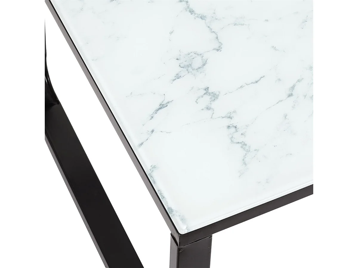 Table Basse En Verre Marble Blanc Noir, Blanc