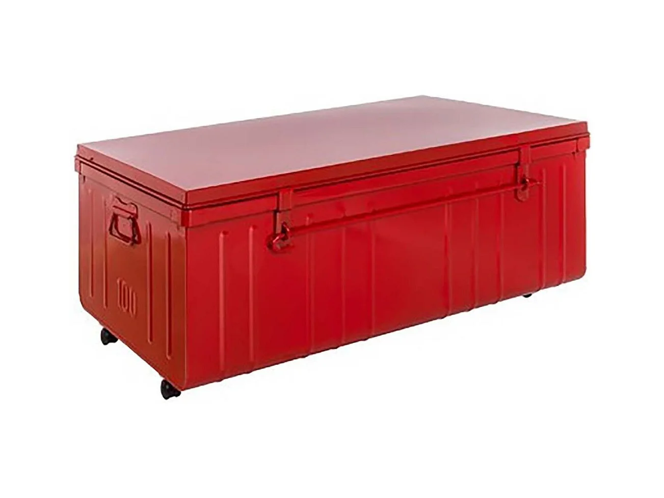 Table basse en acier sur roulettes Habitat 90 cm Rouge