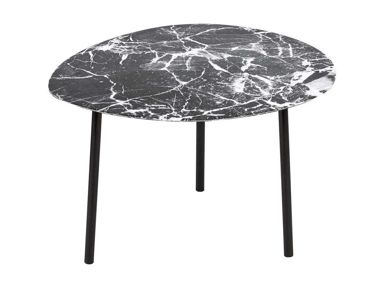 Table basse en métal imitation marbre Ovoid 67 x 60 cm