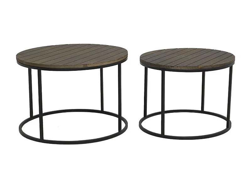Tables basses en métal et bois (Lot de 2)