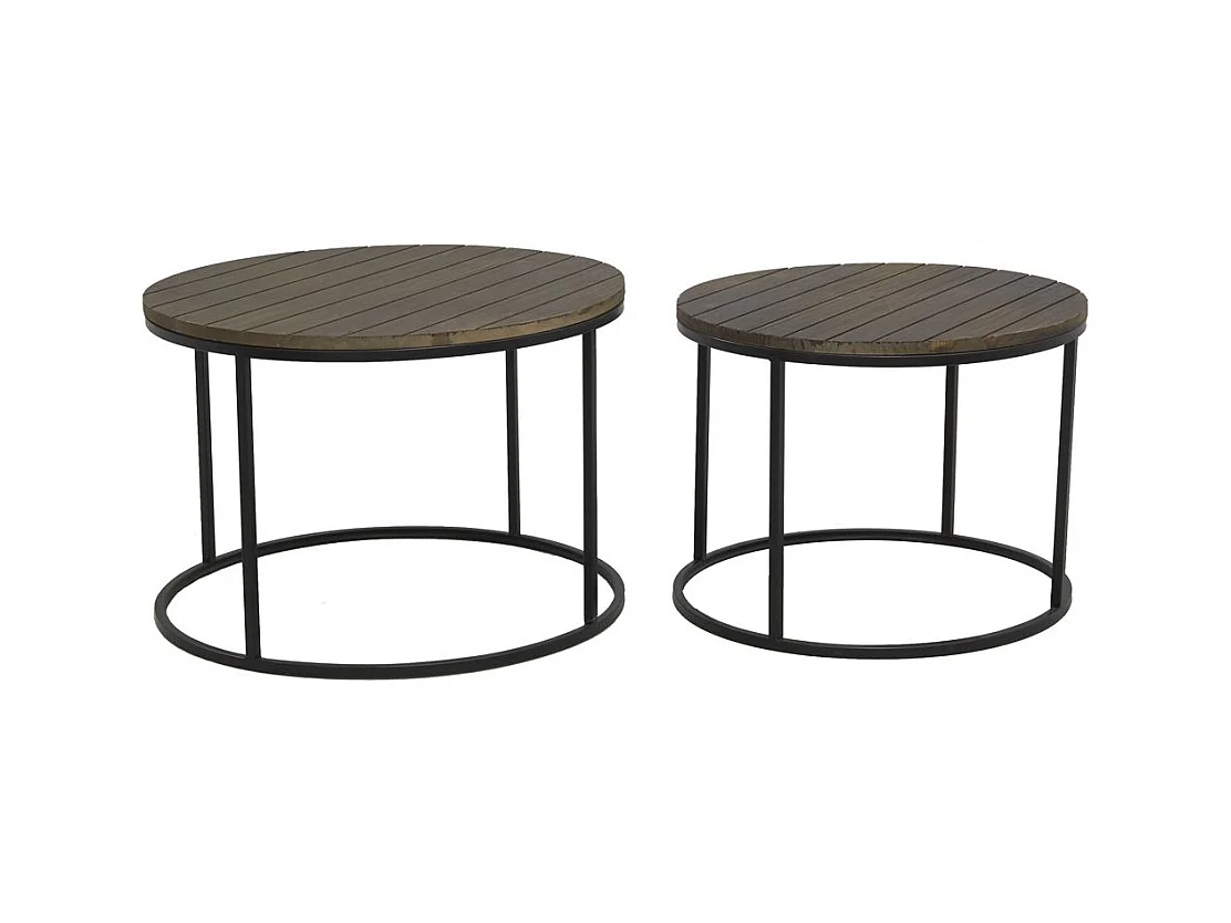 Tables basses en métal et bois (Lot de 2)