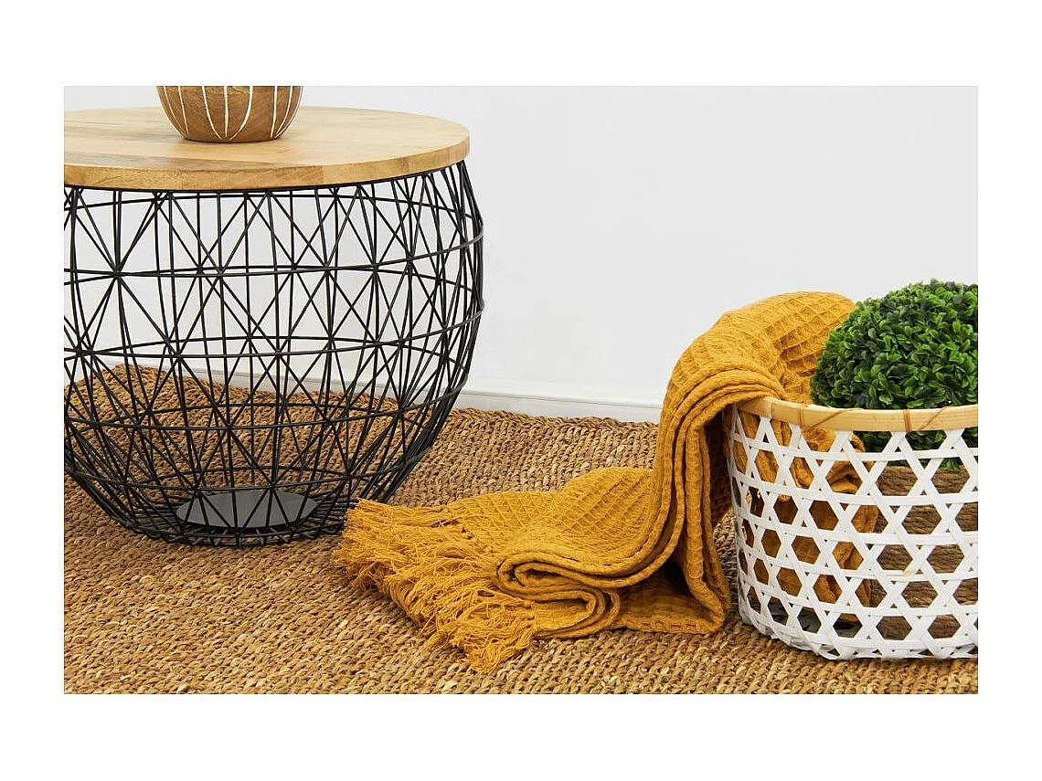 Sofatisch aus Metall und Mangoholz (3er-Pack)